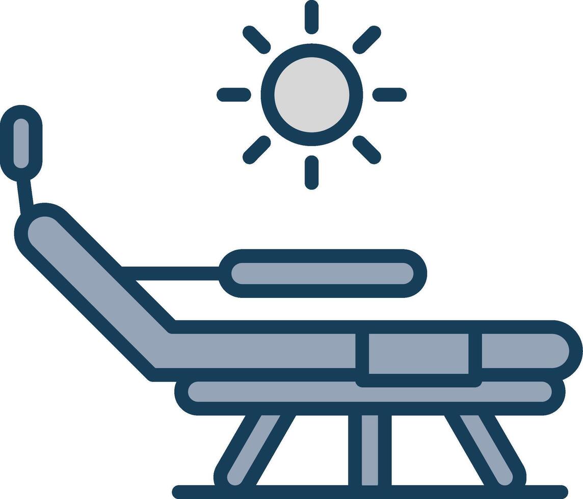 Sonnenbank Linie gefüllt grau Symbol vektor