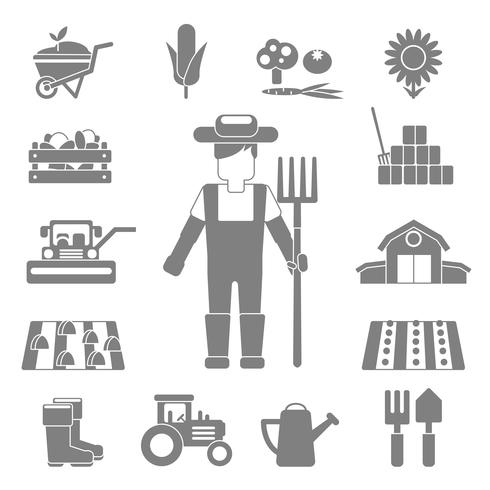 Landwirt Icons Set vektor