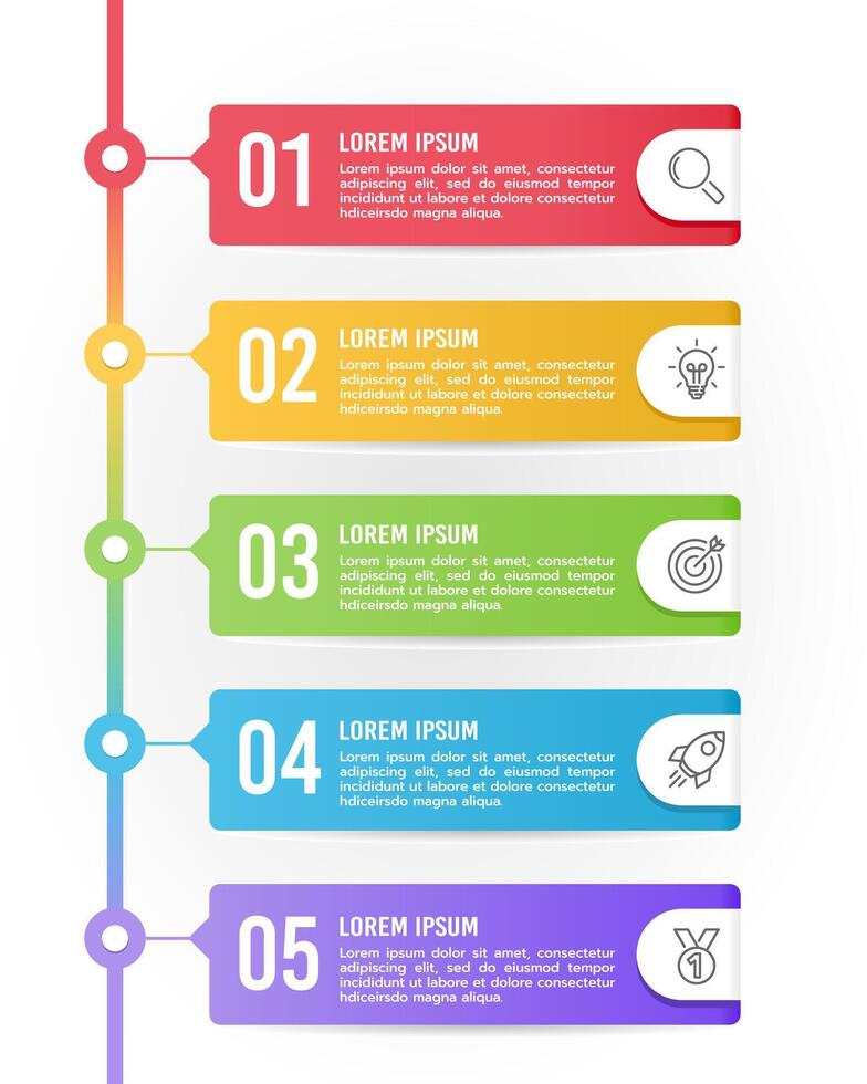 Infografik Etikette 5 Schritte Vorlage zu Erfolg. Geschäft Präsentation. vektor