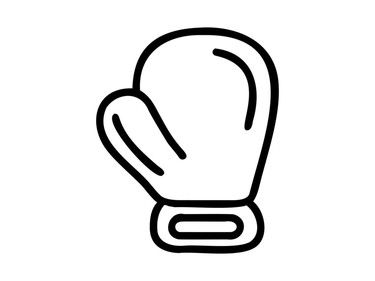 Gliederung Illustration von Boxen Handschuh. Fett gedruckt Kontur von Sport Handschuh. schwarz und Weiß. Symbol, Logo, Piktogramm, drucken. minimalistisch Design. Sport Ausrüstung, mächtig schlagen. isoliert auf Weiß Hintergrund vektor