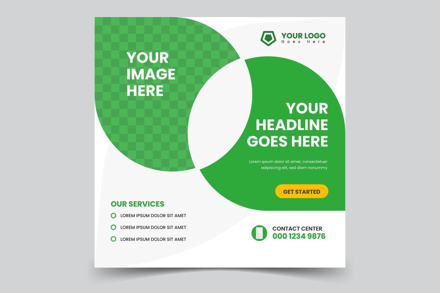 fyrkant baner annonser för digital marknadsföring och social media posta med minimalistisk grön Färg tona vektor