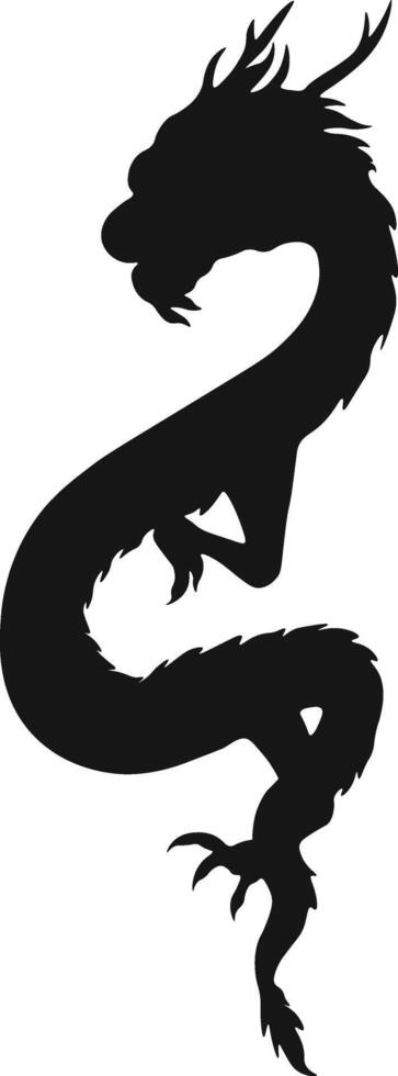 Chinesisch Drachen Silhouette. Chinesisch Drachen Symbol. isoliert schwarz Silhouette vektor