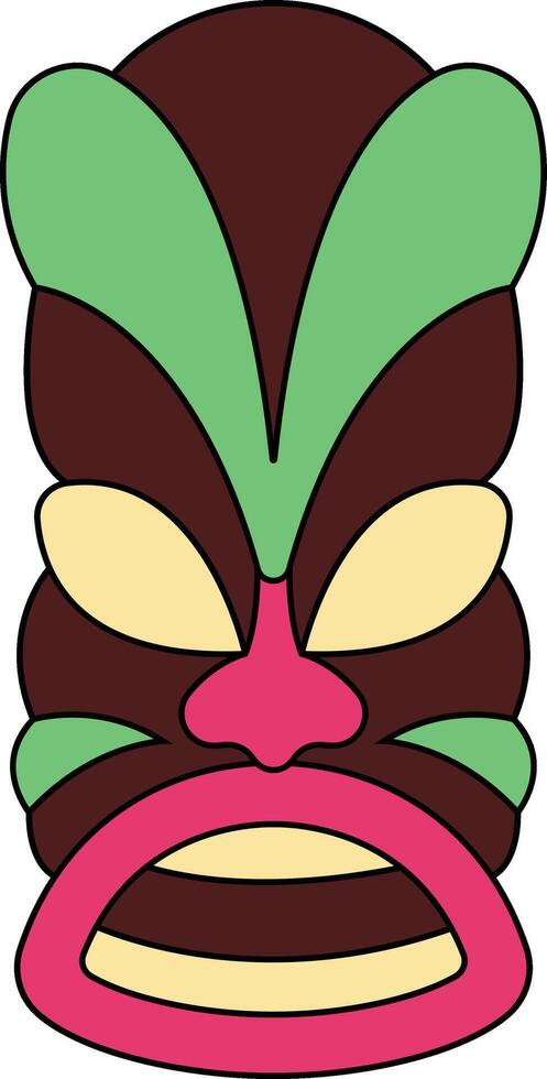 illustration av etnisk tiki mask. hawaiian totem kultur i tecknad serie design vektor