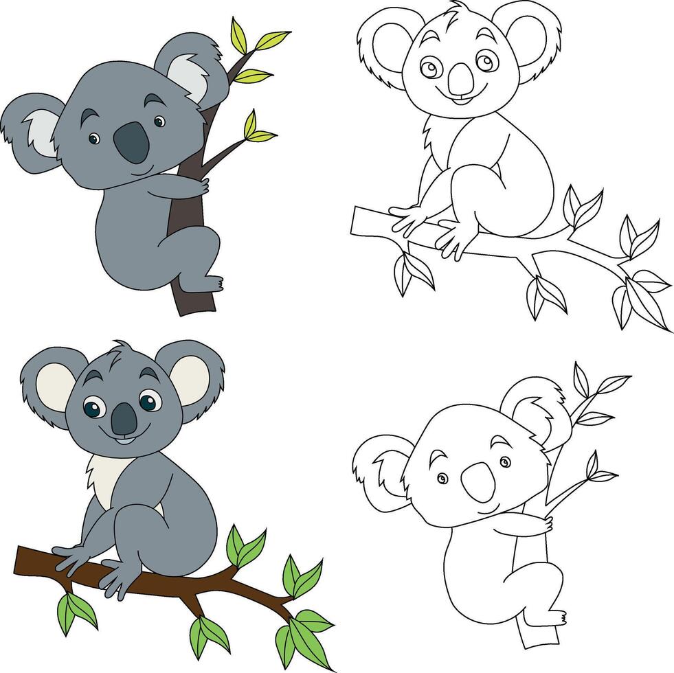 koala ClipArt. vild djur ClipArt samling för älskande av djungler och vilda djur och växter. detta uppsättning kommer vara en perfekt tillägg till din safari och zoo-tema projekt. vektor