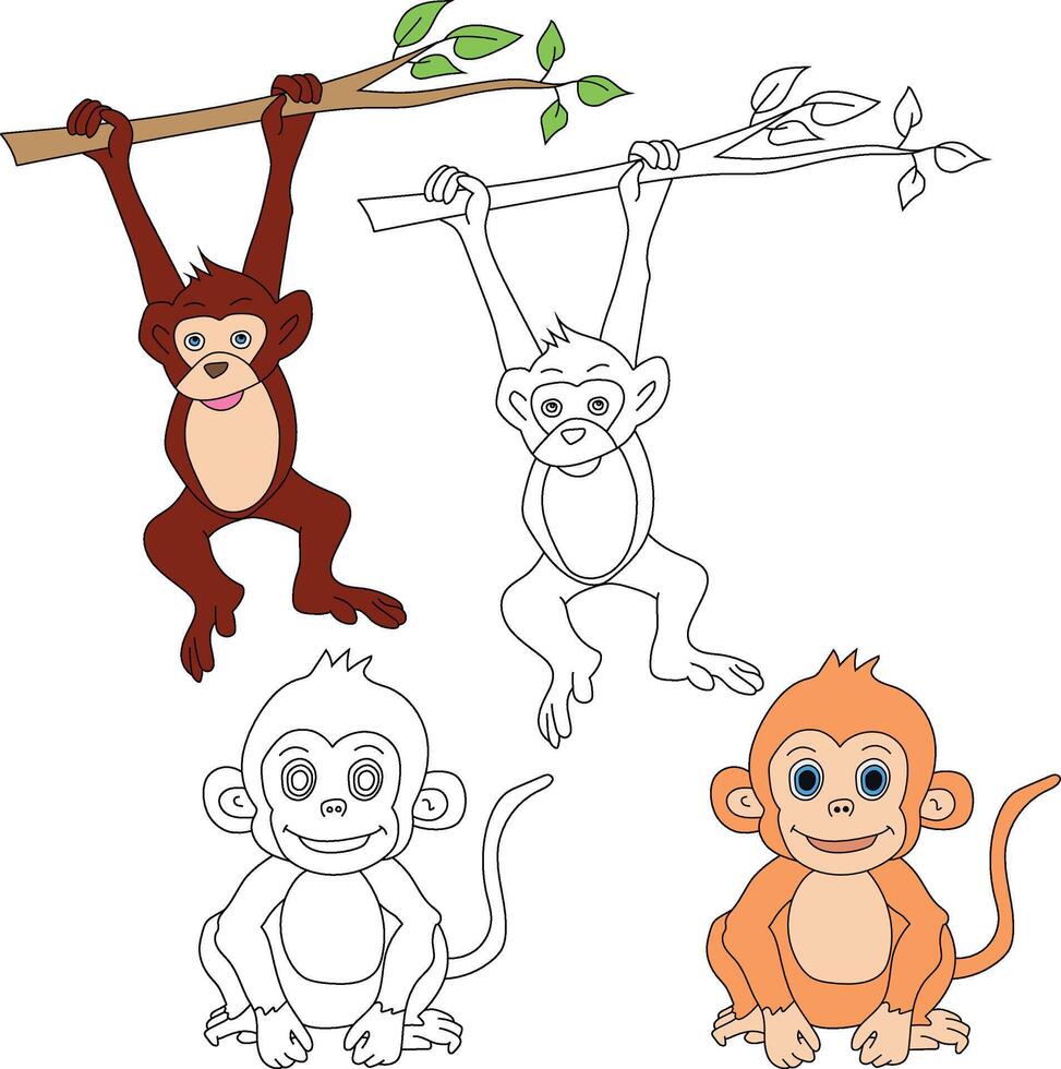 Affe Clip Art. wild Tiere Clip Art Sammlung zum Liebhaber von Dschungel und Tierwelt. diese einstellen werden Sein ein perfekt Zusatz zu Ihre Safari und Zoo-Themen Projekte. vektor