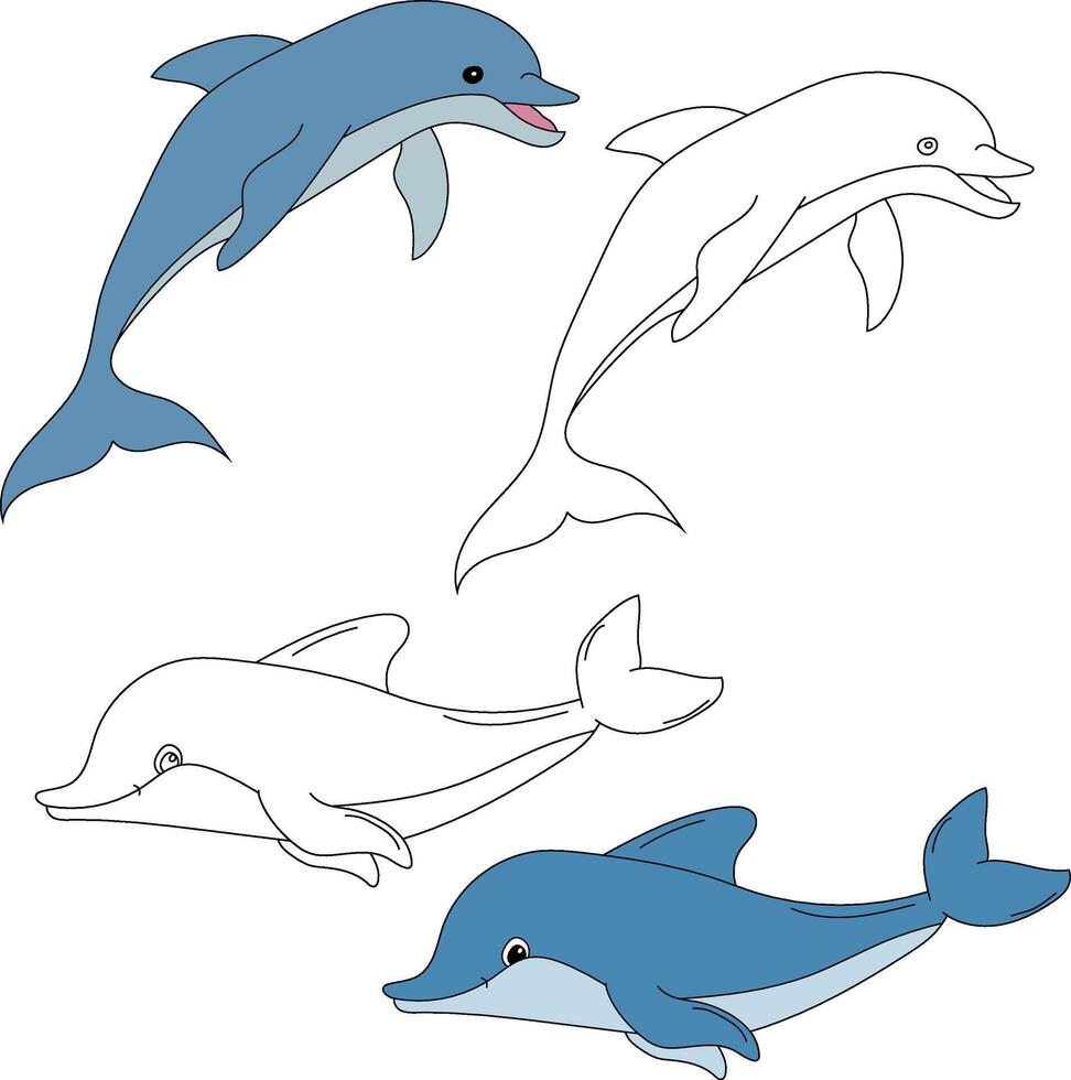 Delfin Clip Art. Wasser- Tier Clip Art zum Liebhaber von unter Wasser Meer Tiere, Marine Leben, und Meer Leben vektor