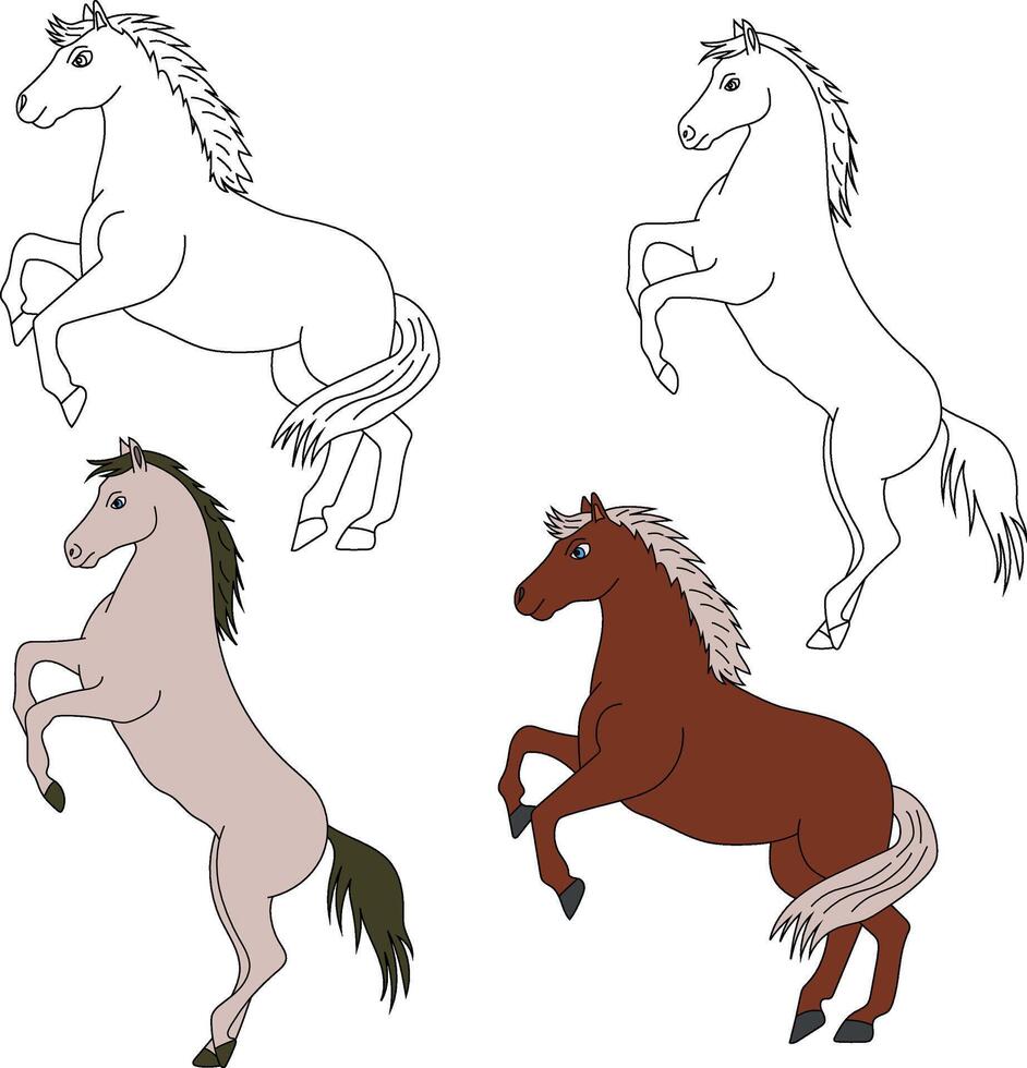 Pferd Clip Art. wild Tiere Clip Art Sammlung zum Liebhaber von Dschungel und Tierwelt. diese einstellen werden Sein ein perfekt Zusatz zu Ihre Safari und Zoo-Themen Projekte. vektor