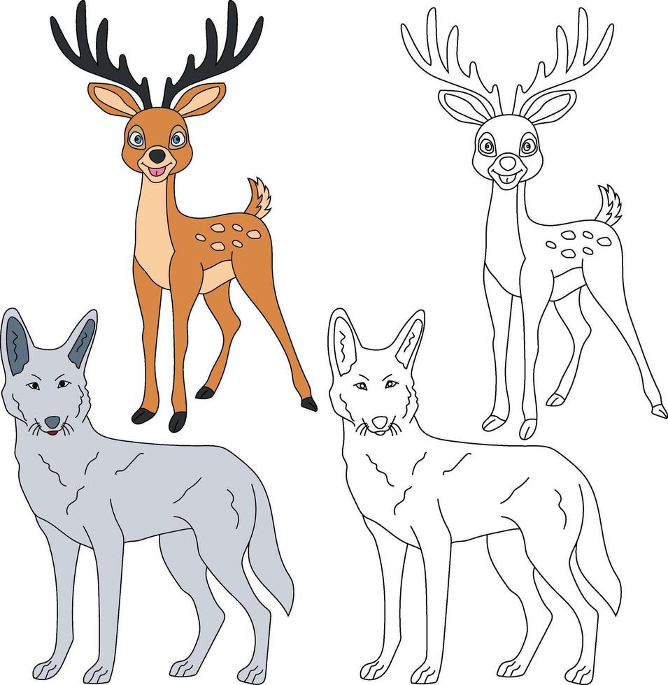 Wolf und Hirsch Clip Art. wild Tiere Clip Art Sammlung zum Liebhaber von Dschungel und Tierwelt. diese einstellen werden Sein ein perfekt Zusatz zu Ihre Safari und Zoo-Themen Projekte vektor