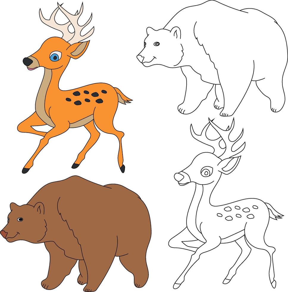 Björn och rådjur ClipArt. vild djur ClipArt samling för älskande av djungler och vilda djur och växter. detta uppsättning kommer vara en perfekt tillägg till din safari och zoo-tema projekt vektor