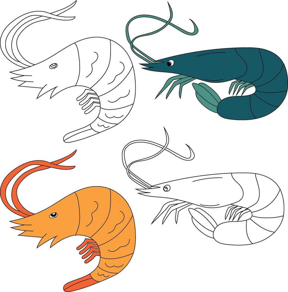 Garnele Clip Art. Wasser- Tier Clip Art zum Liebhaber von unter Wasser Meer Tiere, Marine Leben, und Meer Leben vektor