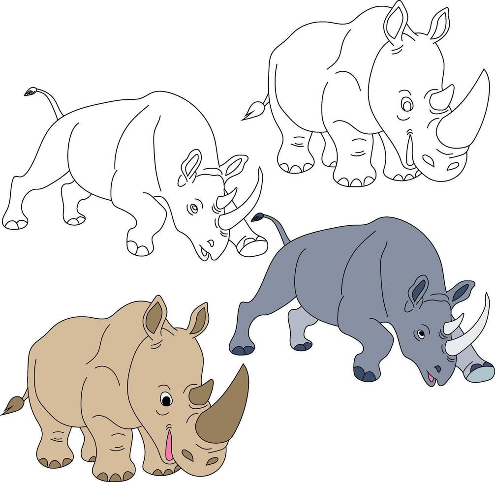 Nashorn Clip Art. wild Tiere Clip Art Sammlung zum Liebhaber von Dschungel und Tierwelt. diese einstellen werden Sein ein perfekt Zusatz zu Ihre Safari und Zoo-Themen Projekte. vektor