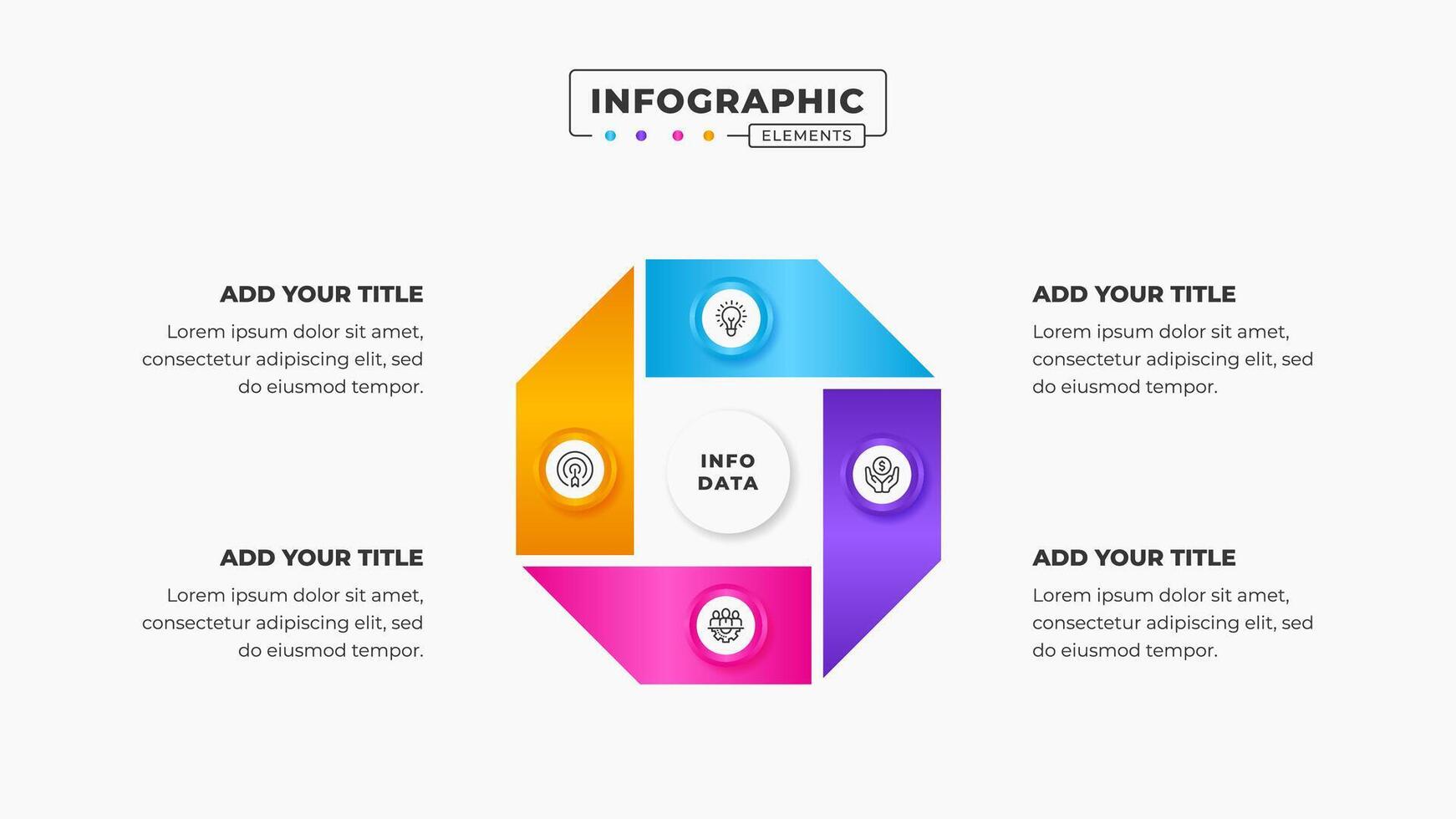 kreisförmig Infografik Präsentation Design Vorlage mit 4 Schritte oder Optionen vektor