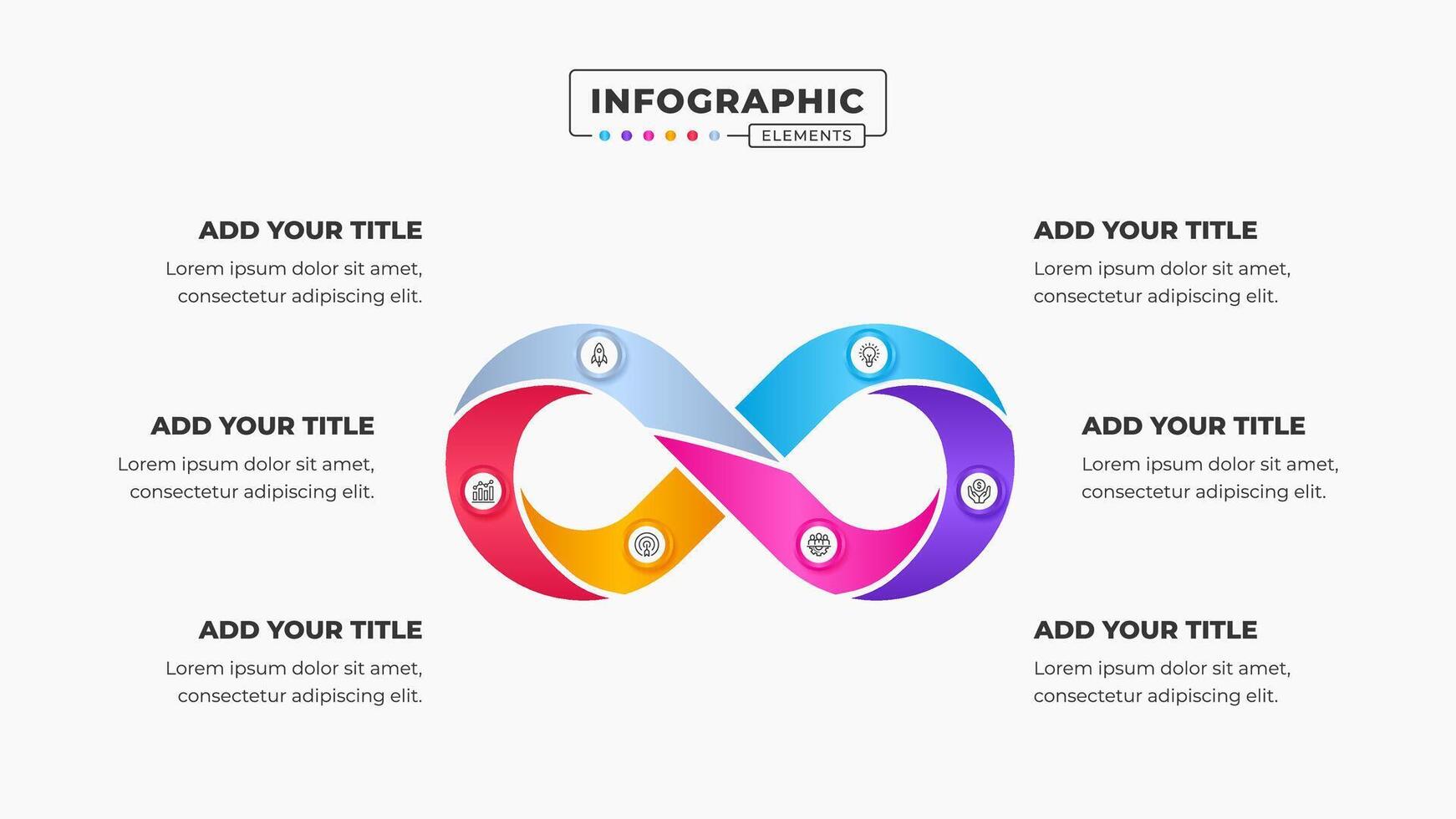 Prozess Unendlichkeit Infografik Präsentation Design Vorlage mit 6 Schritte oder Optionen vektor