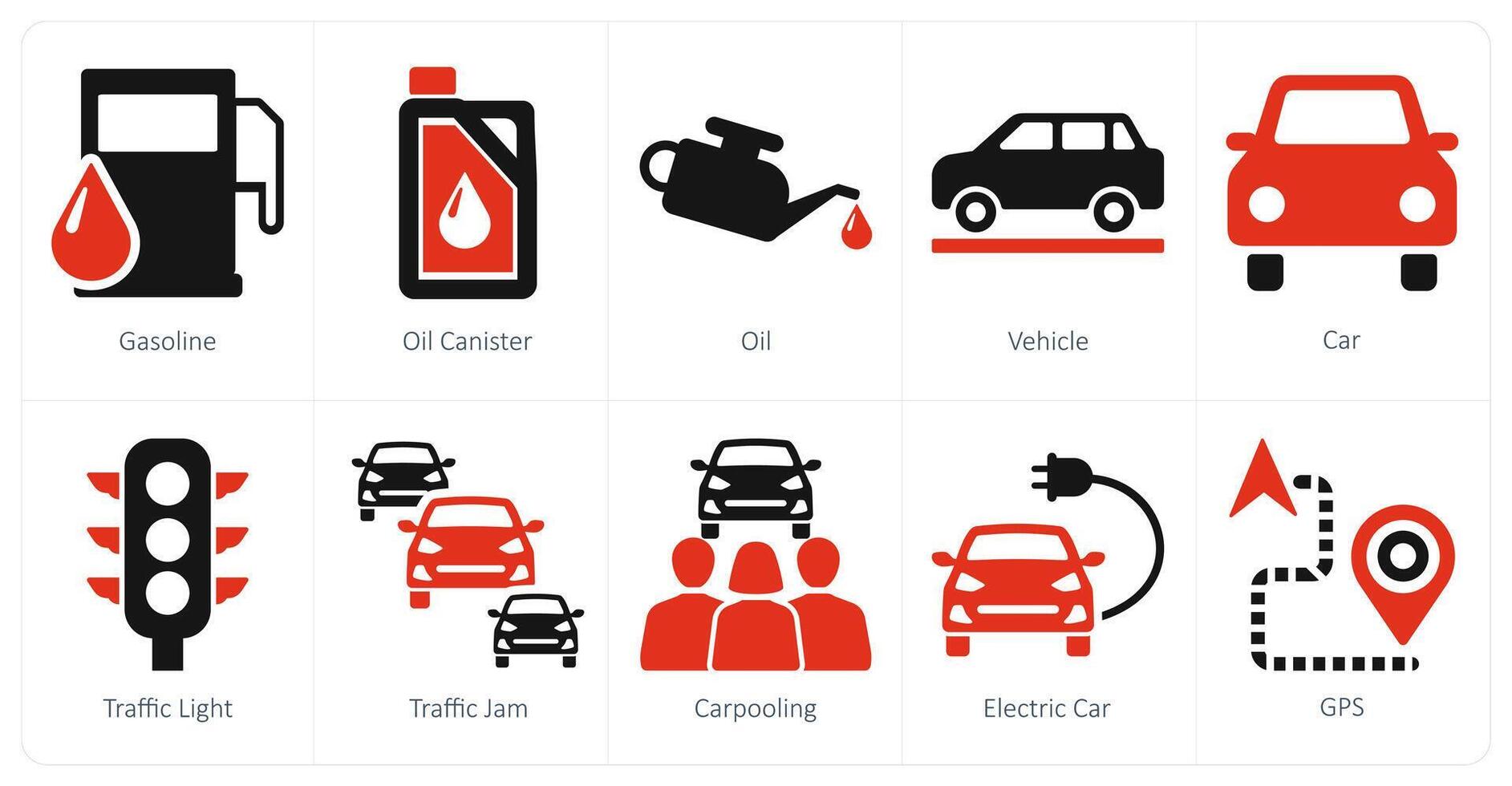 ein einstellen von 10 Auto Symbole wie Benzin, Öl Kanister, Öl vektor