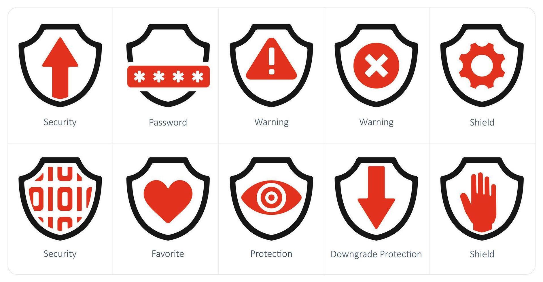 en uppsättning av 10 säkerhet ikoner som säkerhet, Lösenord, varning vektor