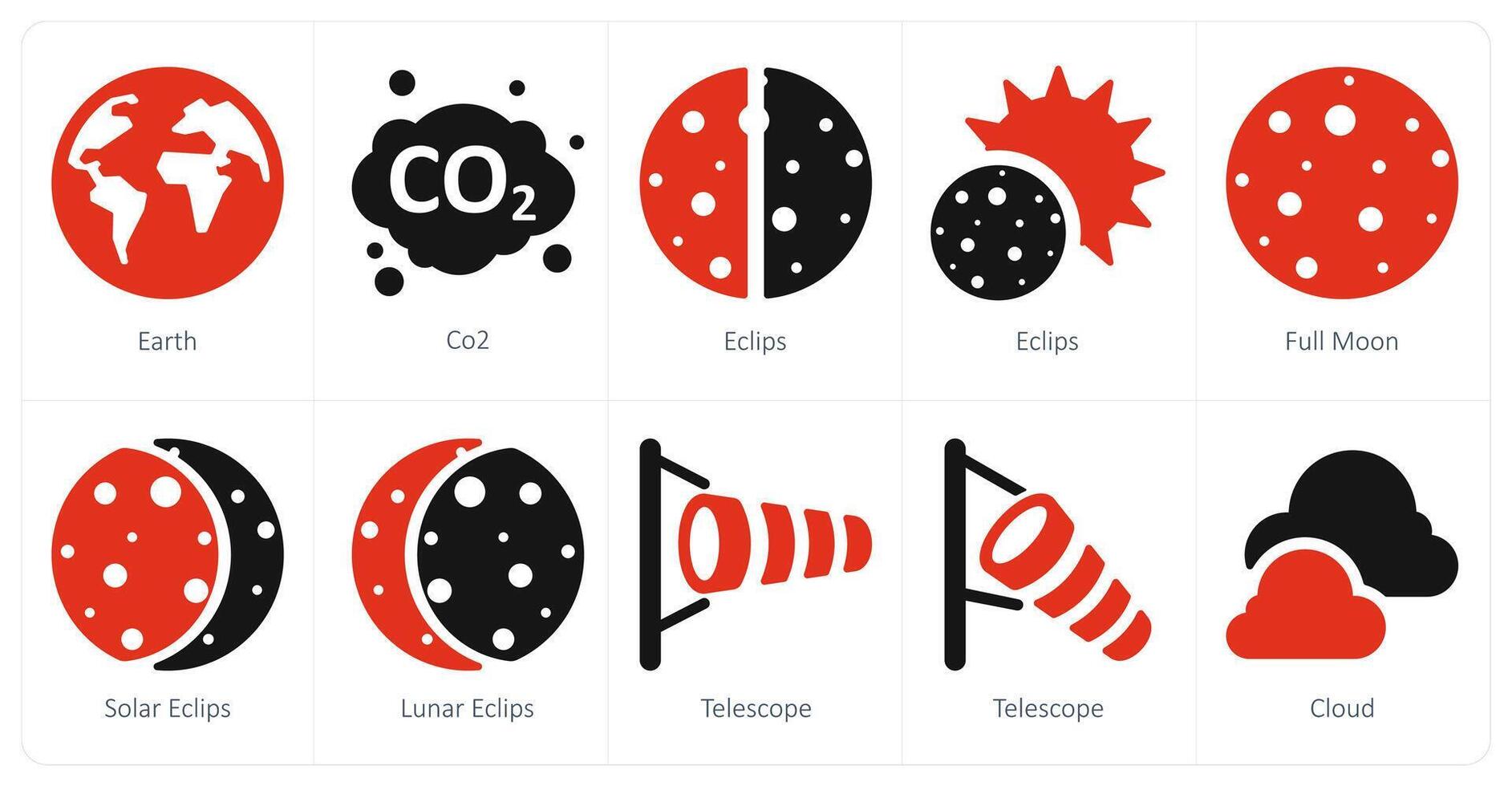 en uppsättning av 10 väder ikoner som jorden, co2, förmörkelser vektor