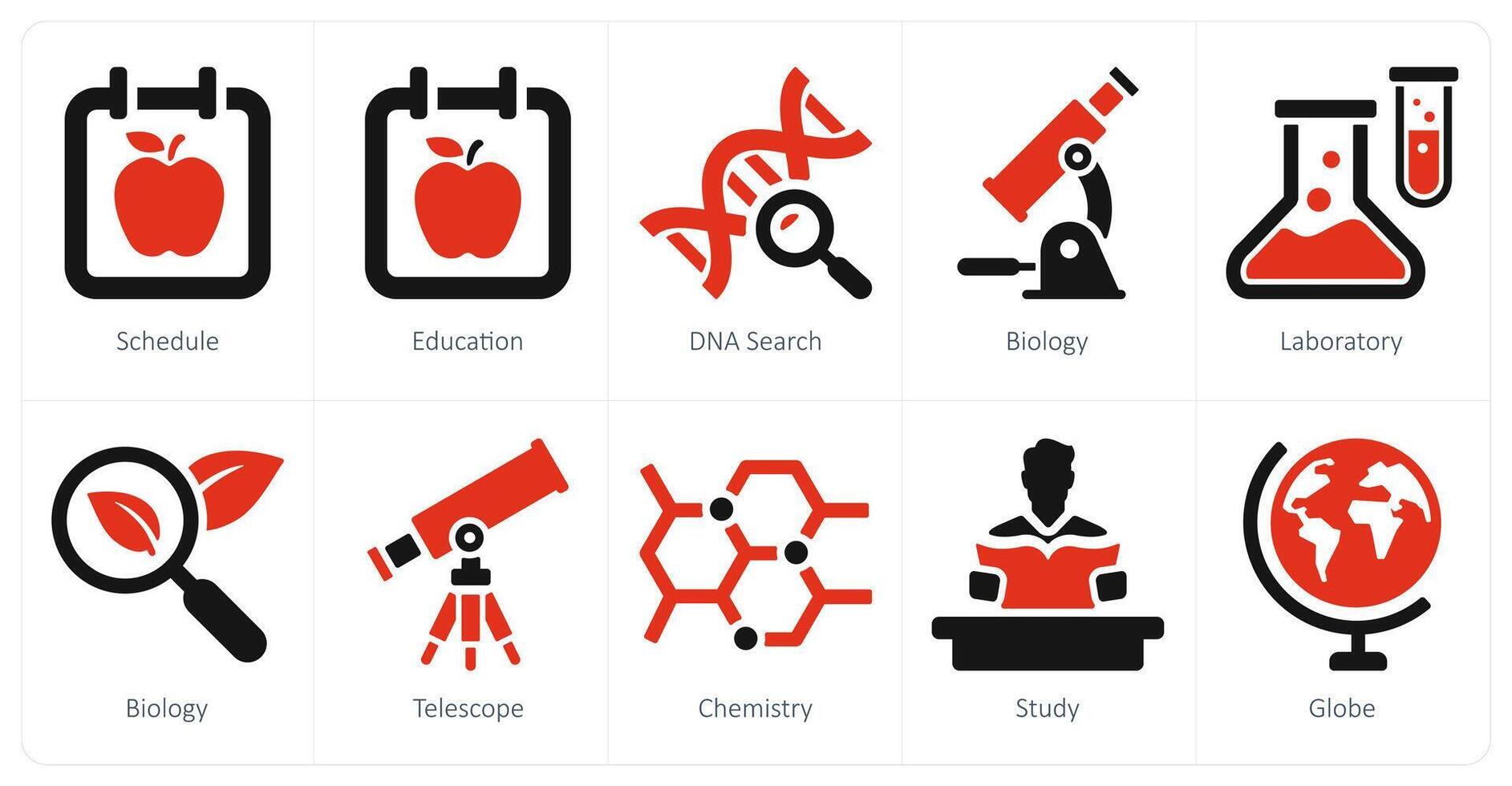 en uppsättning av 10 skola och utbildning ikoner som schema, utbildning, dna Sök vektor