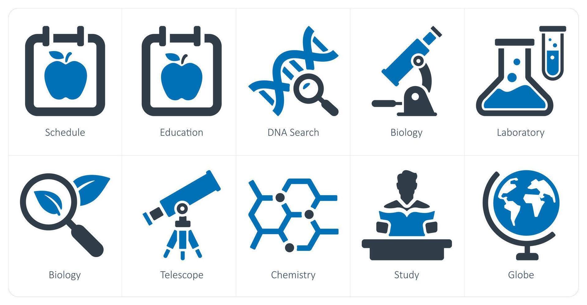 en uppsättning av 10 skola och utbildning ikoner som schema, utbildning, dna Sök vektor