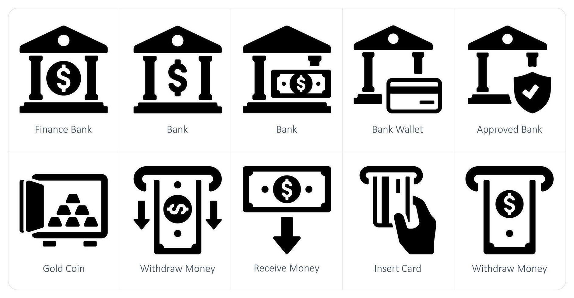 ein einstellen von 10 Finanzen Symbole wie Finanzen Bank, Bank, Bank Brieftasche vektor