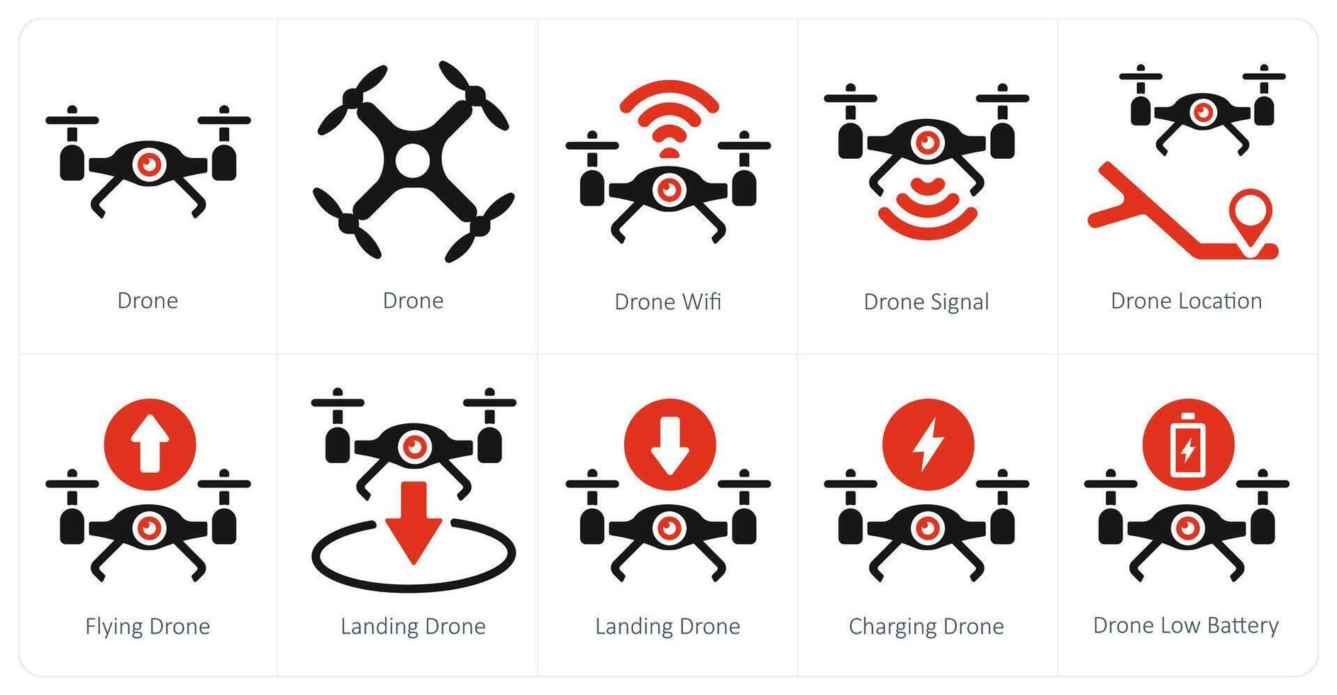 ein einstellen von 10 Drohne Symbole wie Drohne, Drohne W-lan, Drohne Signal vektor