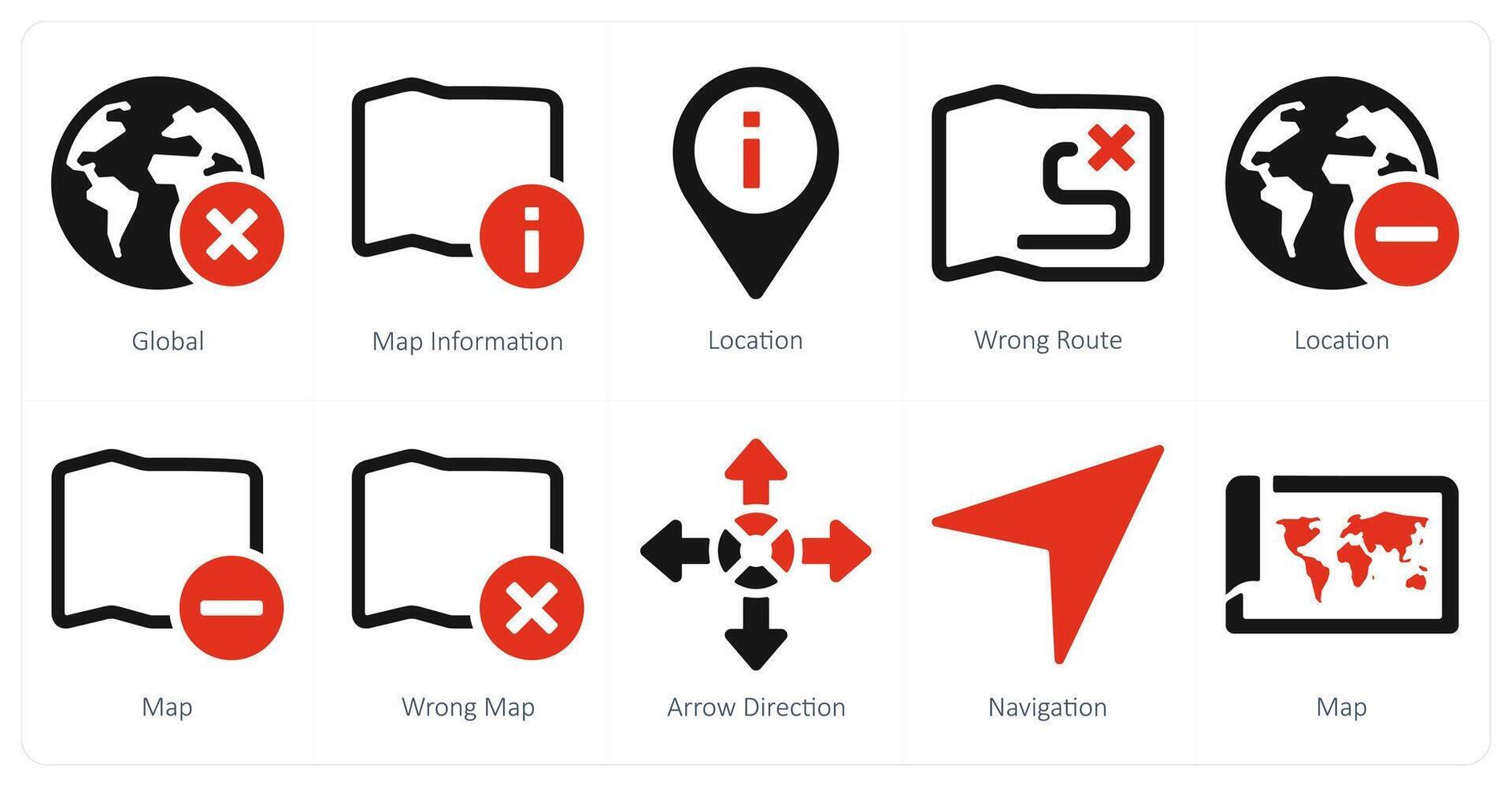 en uppsättning av 10 navigering ikoner som global, Karta information, plats vektor