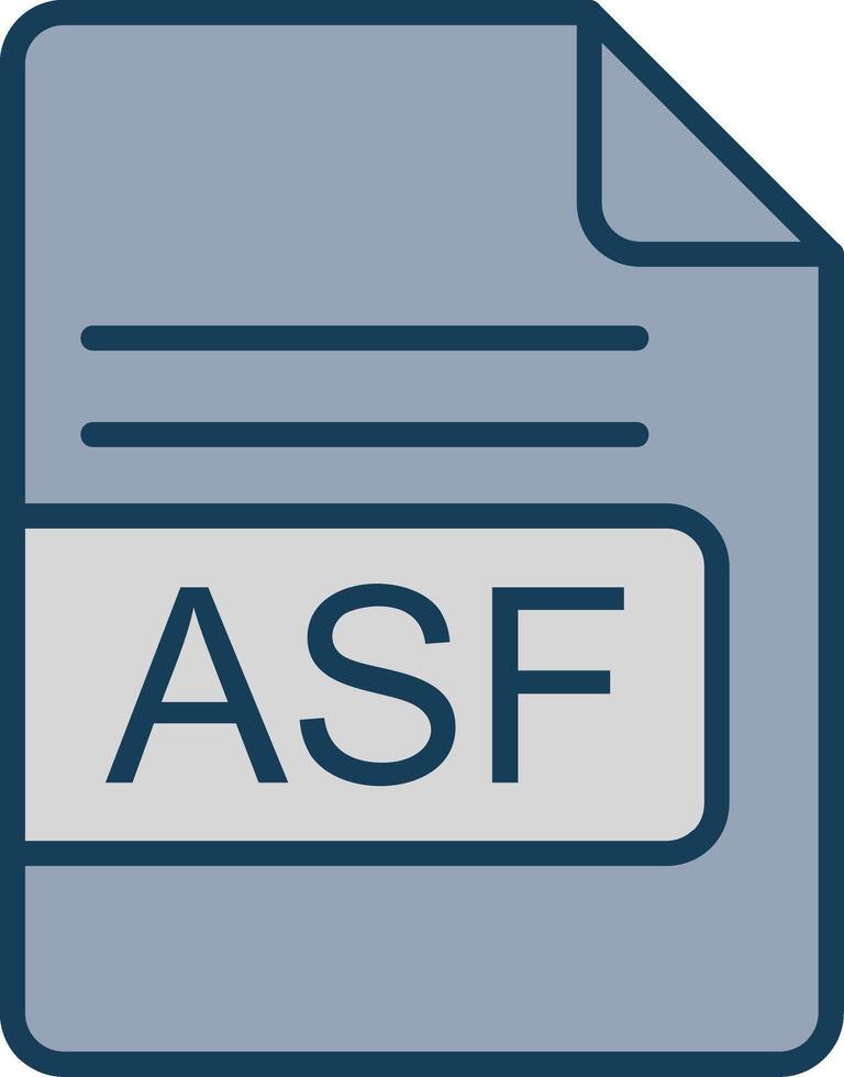 asf Datei Format Linie gefüllt grau Symbol vektor