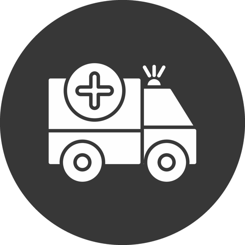 Krankenwagen Glyphe umgekehrtes Symbol vektor