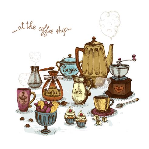 Coffee-Shop-Stillleben vektor