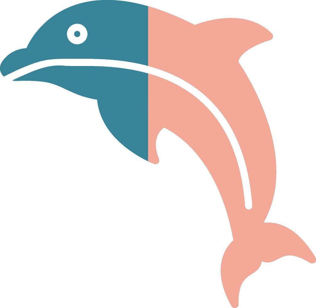 delfin glyf två färgikonen vektor