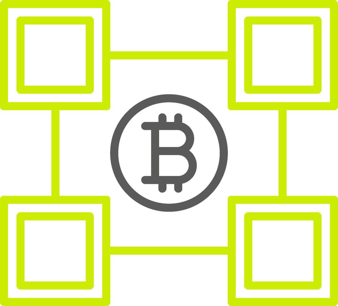 blockchain blockchain linje två Färg ikon vektor