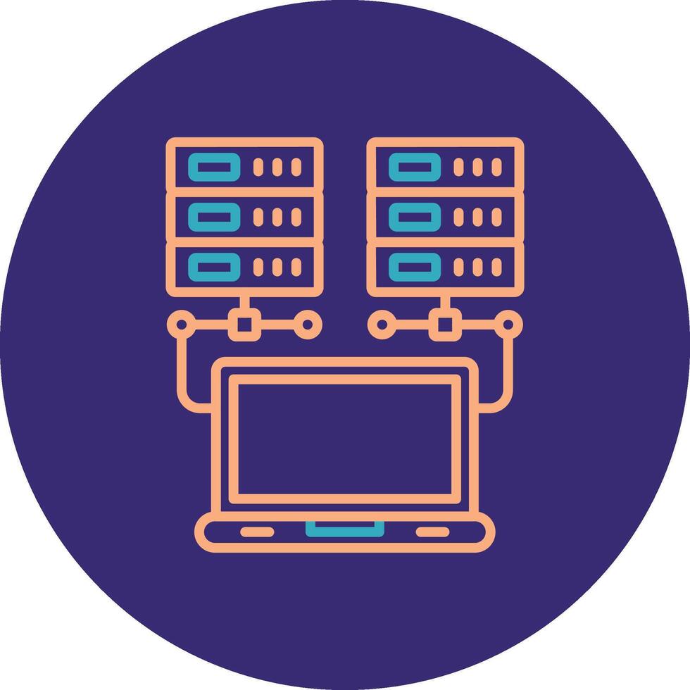 Daten Netzwerk Linie zwei Farbe Kreis Symbol vektor
