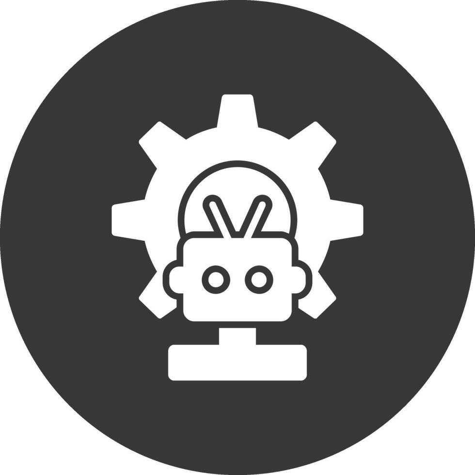 Roboter-Glyphe invertiertes Symbol vektor