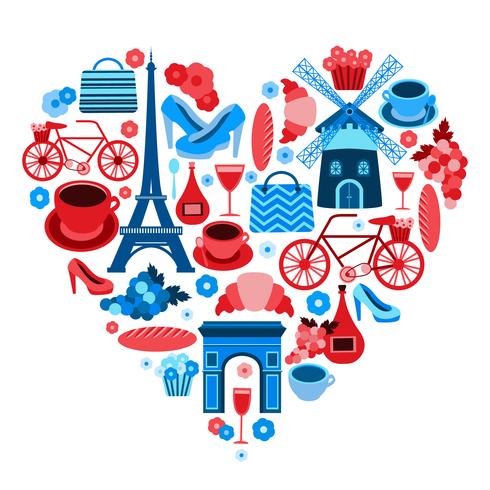 Älska Paris hjärtsymbol vektor
