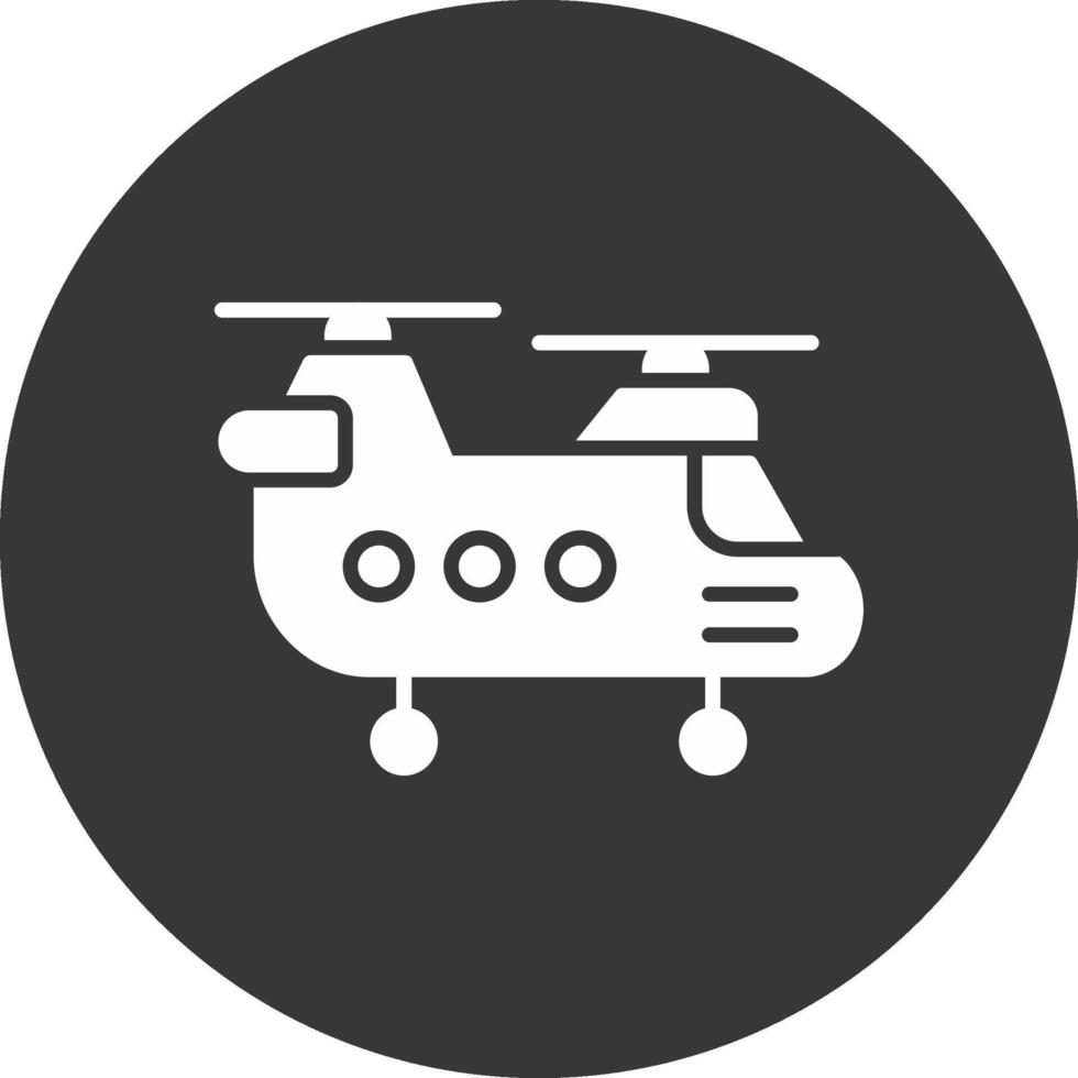 helikopter glyf inverterad ikon vektor