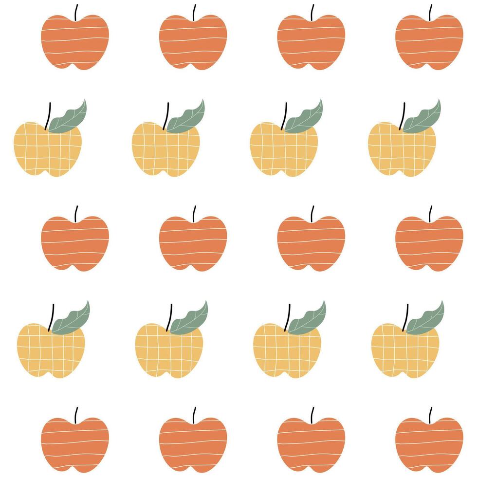 Hand gezeichnet süß Apfel Muster. Apfel Obst Muster auf Weiß Hintergrund. Obst Hintergrund. Muster zum Stoff vektor