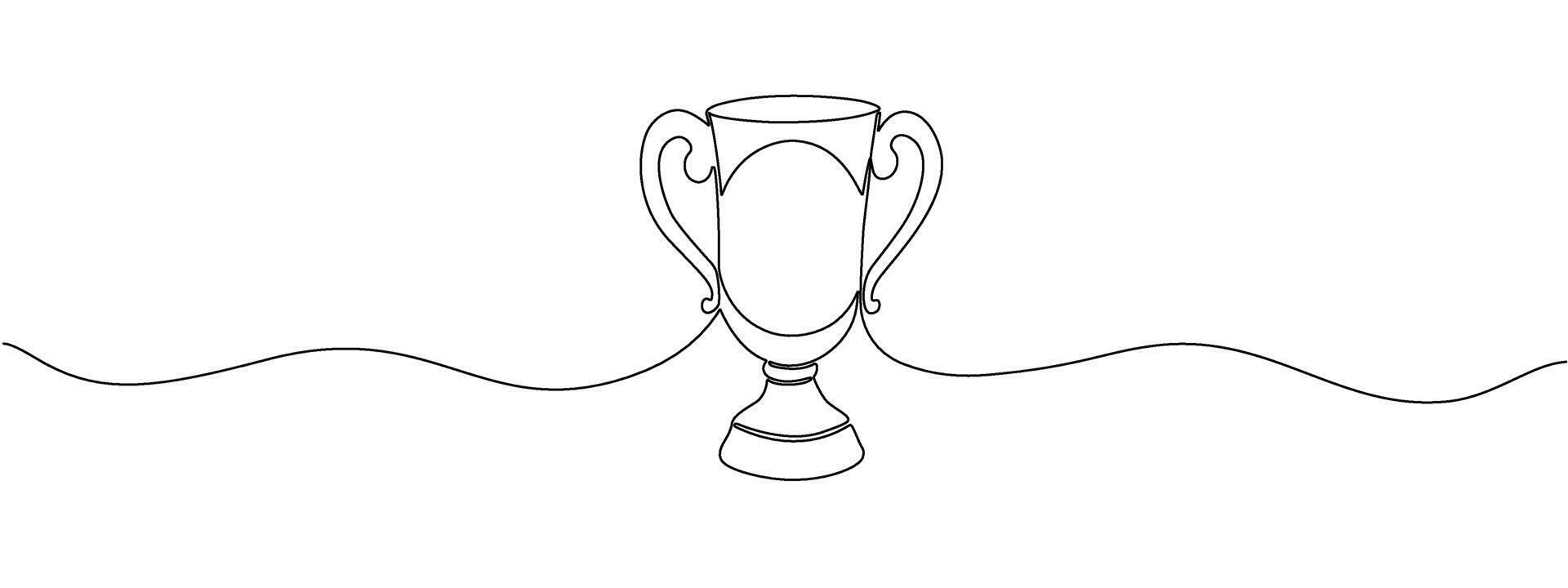 kontinuerlig redigerbar linje teckning av de vinnarens trofé. sporter tilldela, mästare trofé. vinnande begrepp, mästare trofén tilldela. enkel illustration. vektor