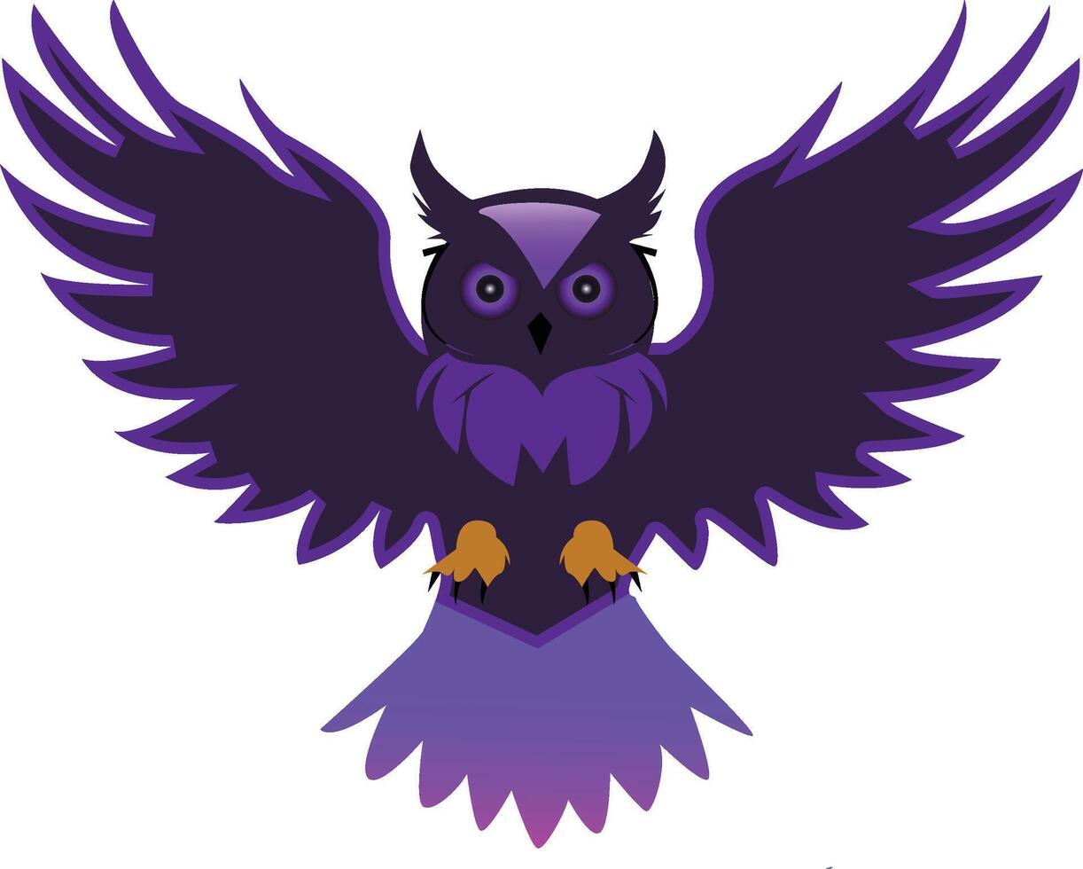 ultraviolett farbig Eule sogelesen Flügel von das zurück silhoutte minimalistisch Logo vektor