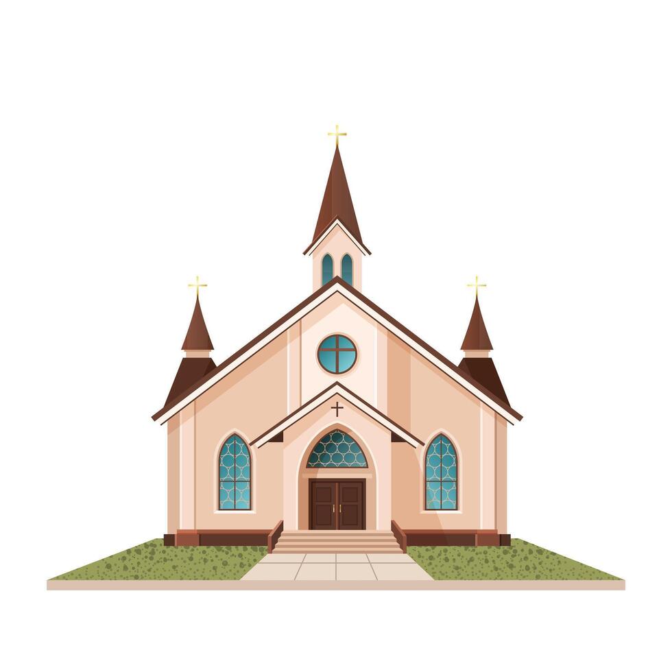 ortodox kyrka byggnad. isolerat illustration lämplig för Kartor, grafik, infografik, hälsning kort och affischer. en skön historisk Fasad av katedral på en vit bakgrund. ClipArt. vektor