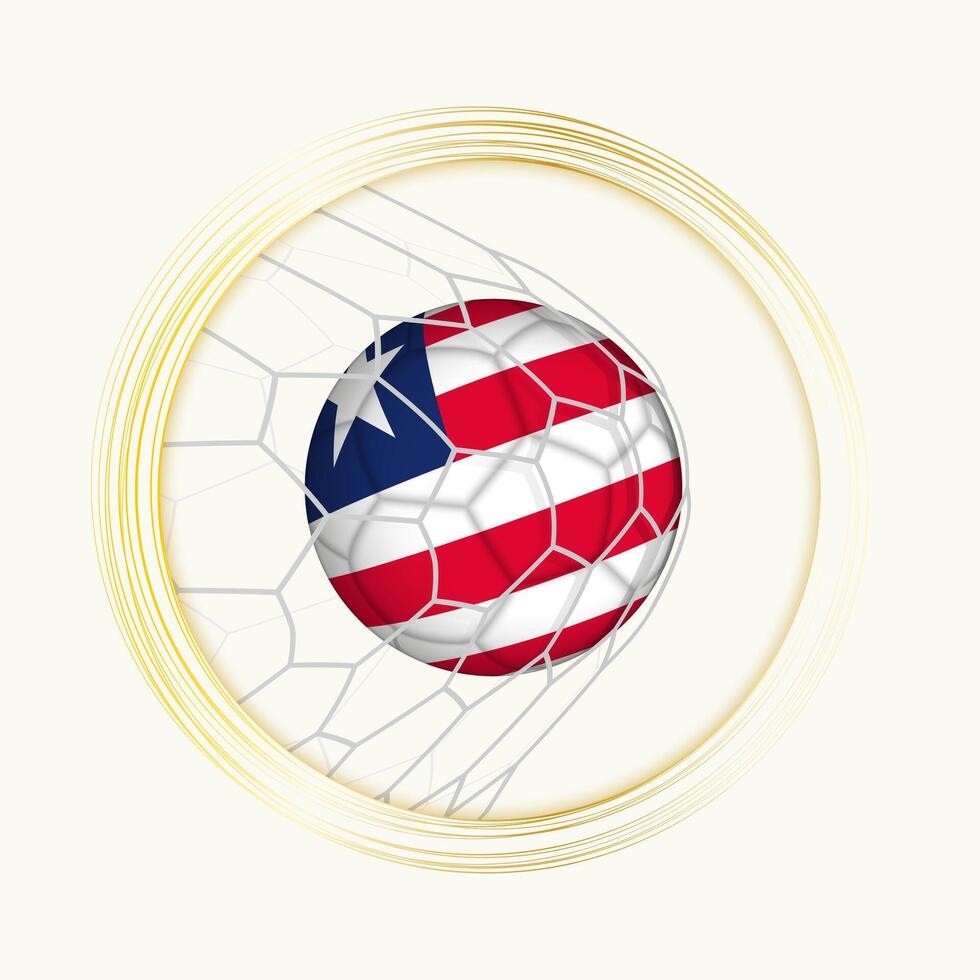 Liberia Wertung Ziel, abstrakt Fußball Symbol mit Illustration von Liberia Ball im Fußball Netz. vektor