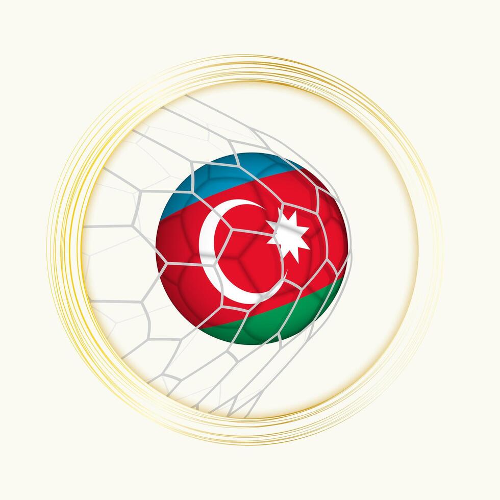 azerbaijan scoring mål, abstrakt fotboll symbol med illustration av azerbaijan boll i fotboll netto. vektor