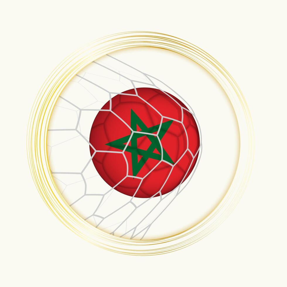 Marokko Wertung Ziel, abstrakt Fußball Symbol mit Illustration von Marokko Ball im Fußball Netz. vektor