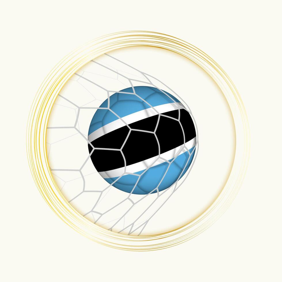 botswana scoring mål, abstrakt fotboll symbol med illustration av botswana boll i fotboll netto. vektor