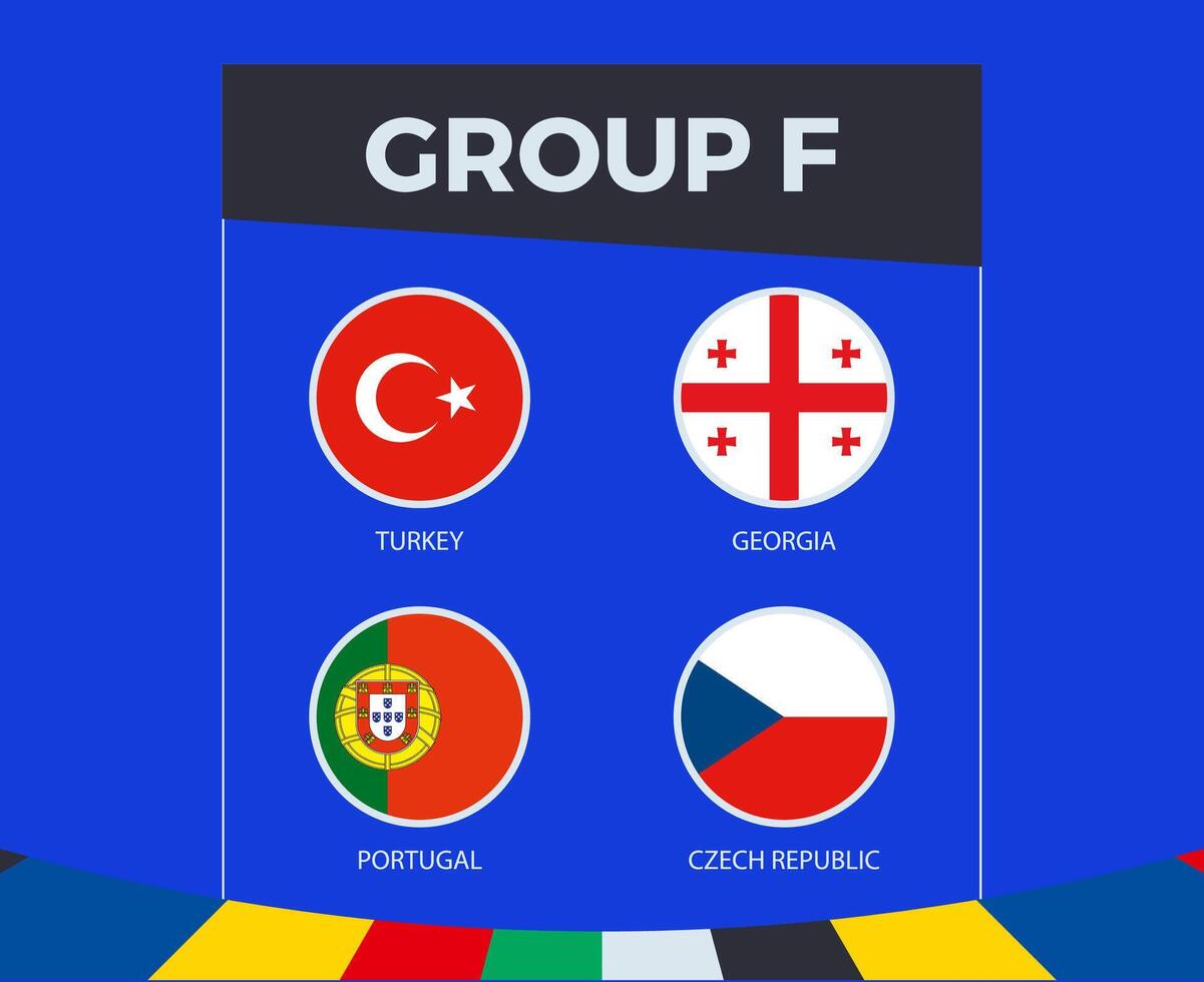 Teilnehmer von Gruppe f von europäisch Fußball Wettbewerb 2024. vektor