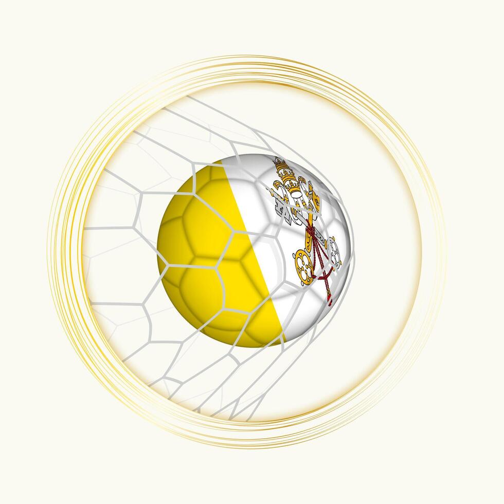 Vatikan Stadt Wertung Ziel, abstrakt Fußball Symbol mit Illustration von Vatikan Stadt Ball im Fußball Netz. vektor