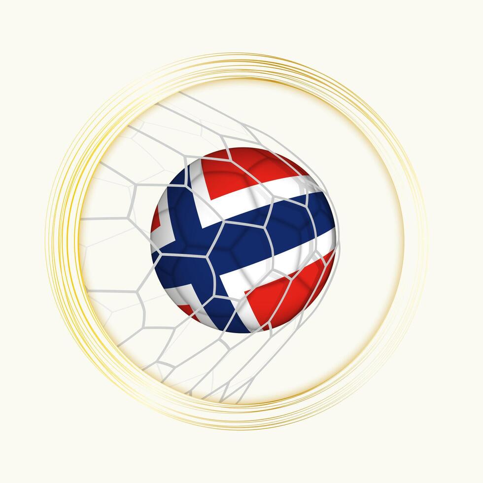 Norge scoring mål, abstrakt fotboll symbol med illustration av Norge boll i fotboll netto. vektor