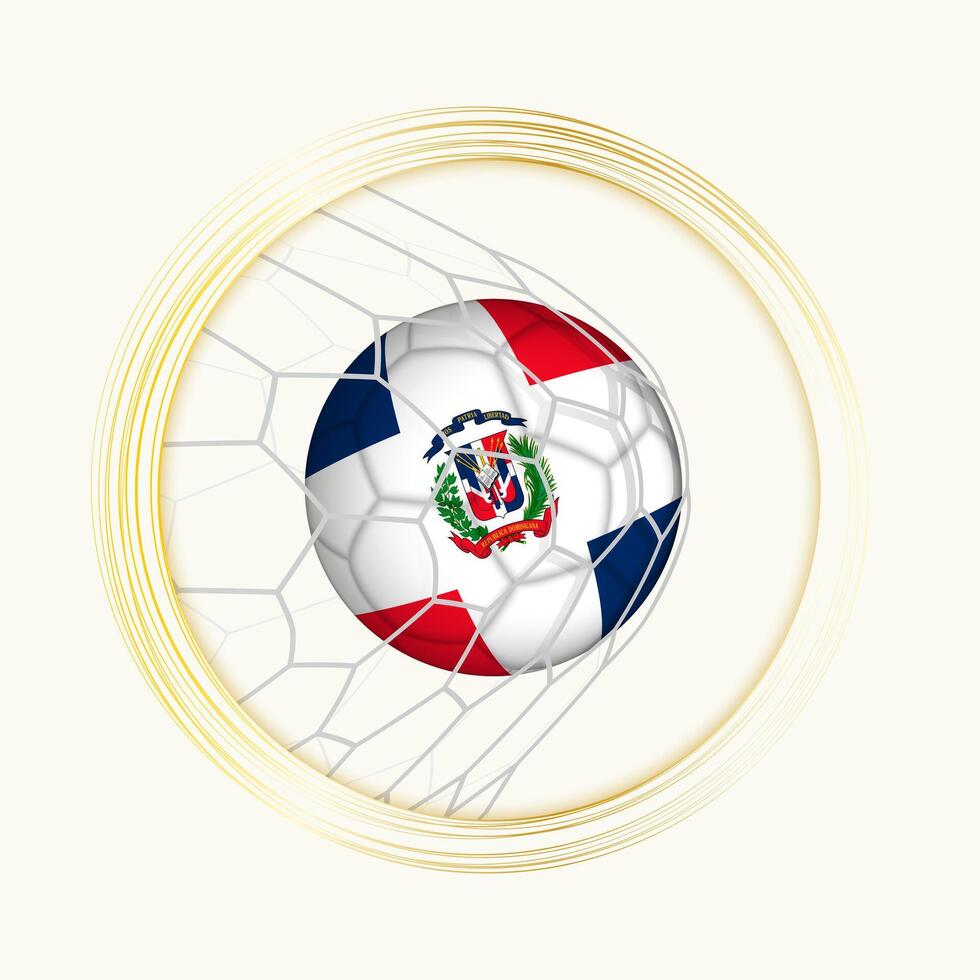 Dominikanska republik scoring mål, abstrakt fotboll symbol med illustration av Dominikanska republik boll i fotboll netto. vektor
