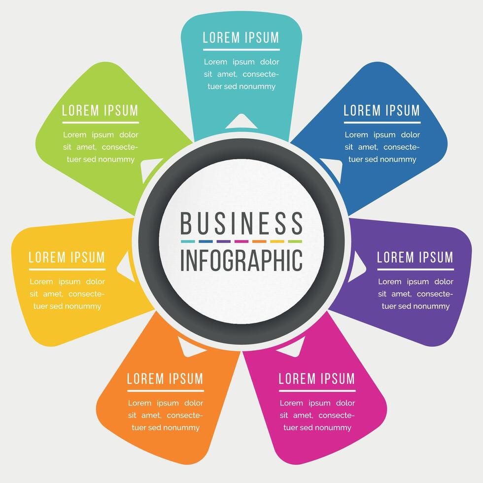 Infografiken 7 Optionen oder Schritte Design Vorlage zum Geschäft Information vektor
