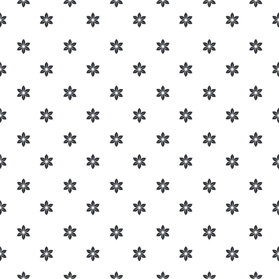 enkel sömlös mönster med svart blommor på vit bakgrund vektor