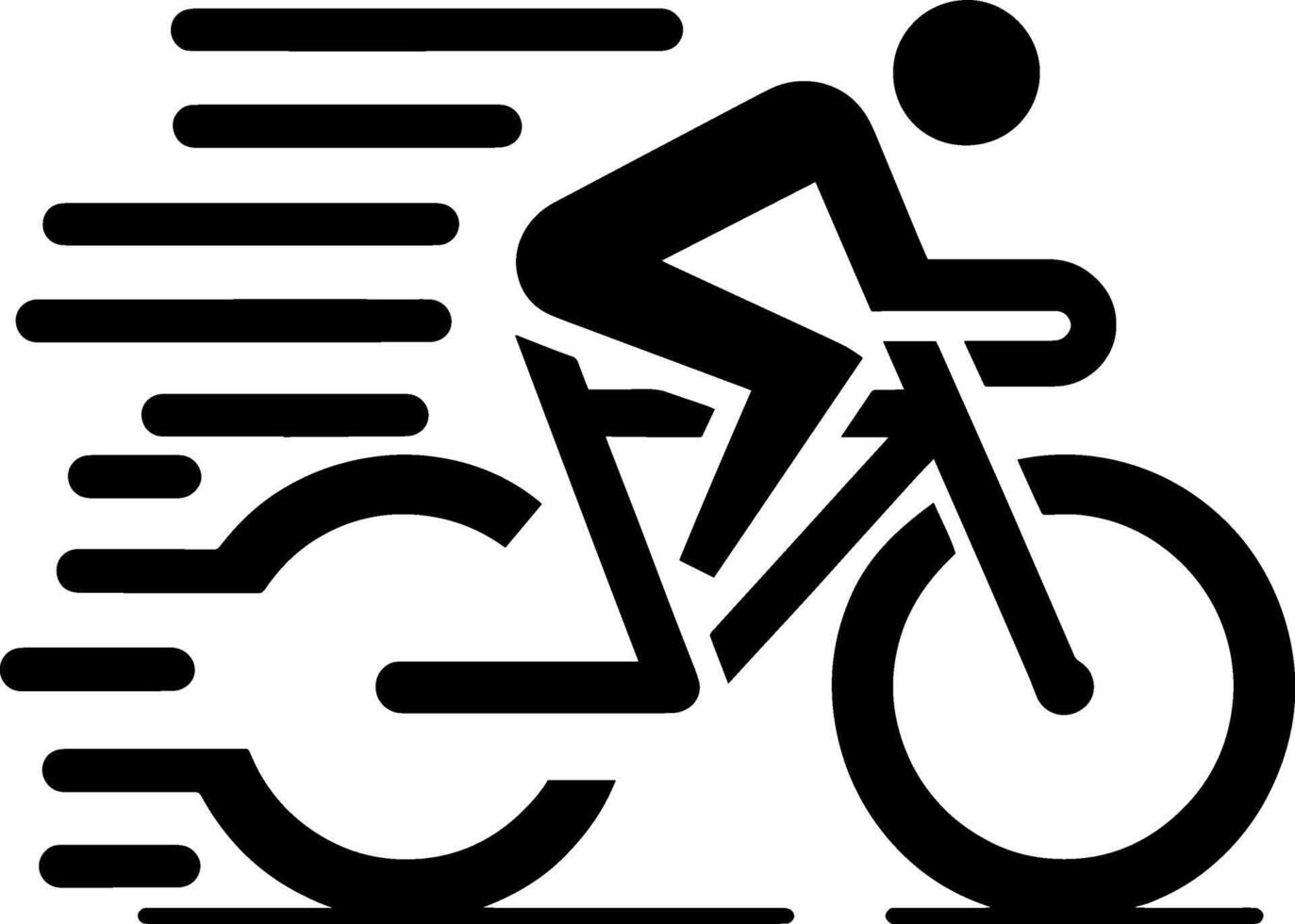 enkel logotyp ClipArt, abstrakt silhuett cyklist Vinka stil illustration av cykel cykling cykel sporter lopp ikon vektor