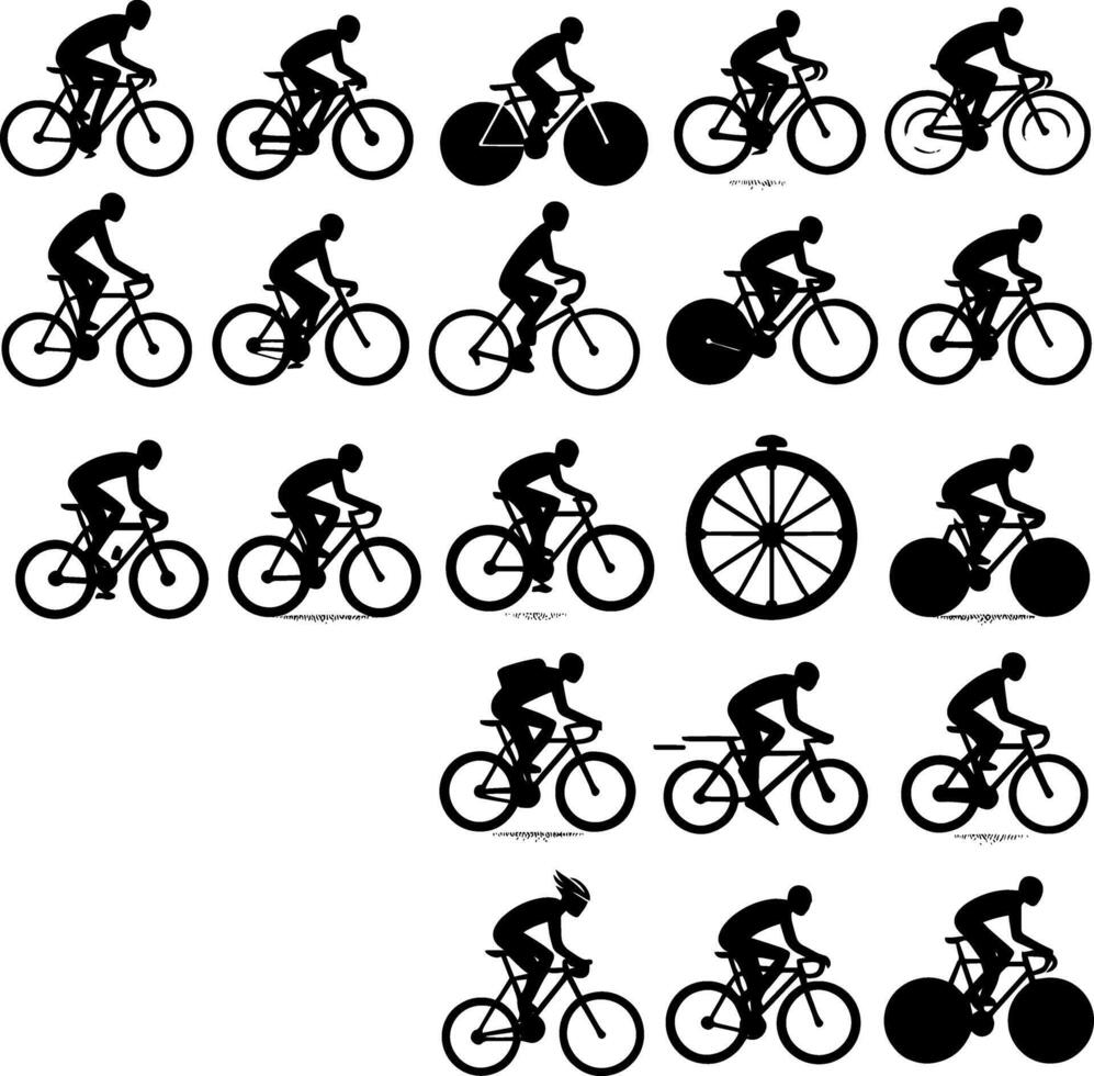 enkel logotyp ClipArt, abstrakt silhuett cyklist Vinka stil illustration av cykel cykling cykel sporter lopp ikon vektor